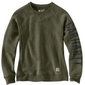 Carhartt Women's Relaxed
Fit Crewneck Logo Olive Sweatshirt
